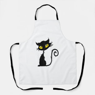 Halloween-Design, schwarze Katze und gelbe Augen Schürze
