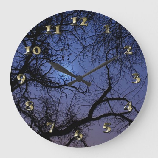 Halloween Design with Spooky Tree and Moon Große Wanduhr (Vorderseite)