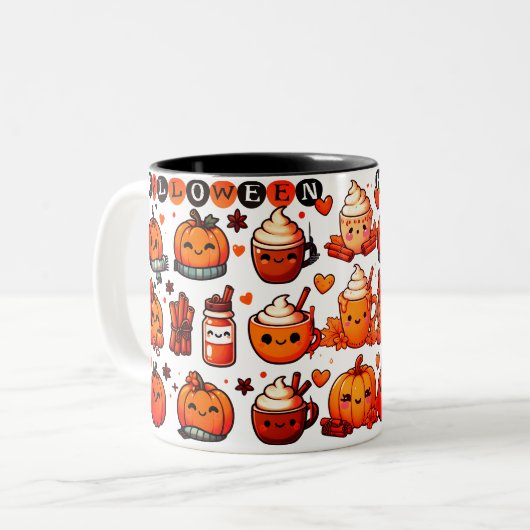 Halloween Design Zweifarbige Tasse (Vorderseite Links)