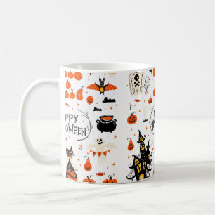Halloween Designelemente. Halloween-Cliparts mit Kaffeetasse