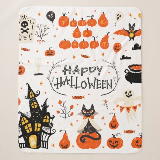 Halloween Designelemente. Halloween-Cliparts mit Sherpadecke (Vorderseite)