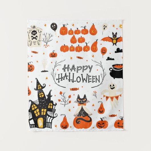 Halloween Designelemente. Halloween-Cliparts mit Wandteppich (Vorderseite)