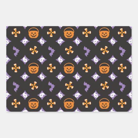 Halloween Designer Spaß, Skulls & Pumpkins Geschenkpapier Set (Vorderseite 2)