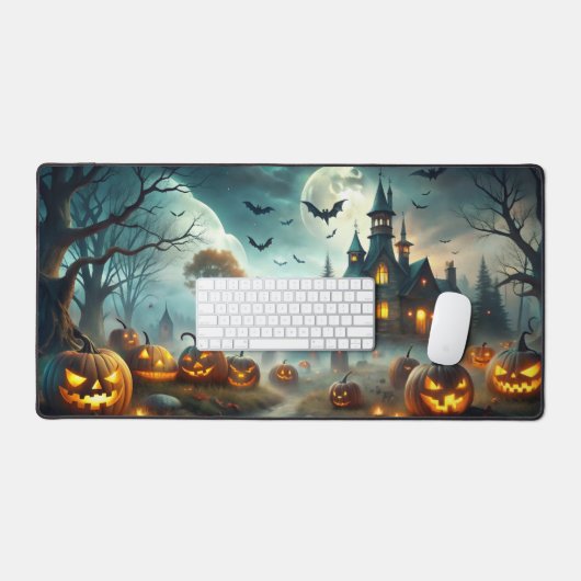 Halloween Desk Mat - Niedliche Geister, Pumpkins Schreibtischunterlage (Tastatur & Maus)