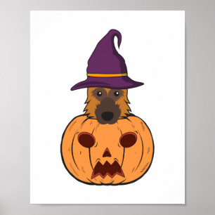 Halloween Deutsche Hirten mit Hexenhut stecken fes Poster