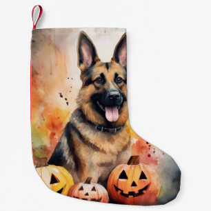 Halloween Deutscher Schäferhund mit Kürbissen Grus Kleiner Weihnachtsstrumpf
