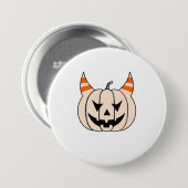 Halloween Devil Horns Kürbislaterne Pumpkin Button (Vorne & Hinten)