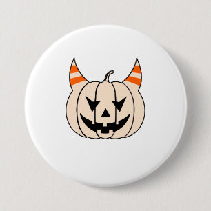 Halloween Devil Horns Kürbislaterne Pumpkin Button