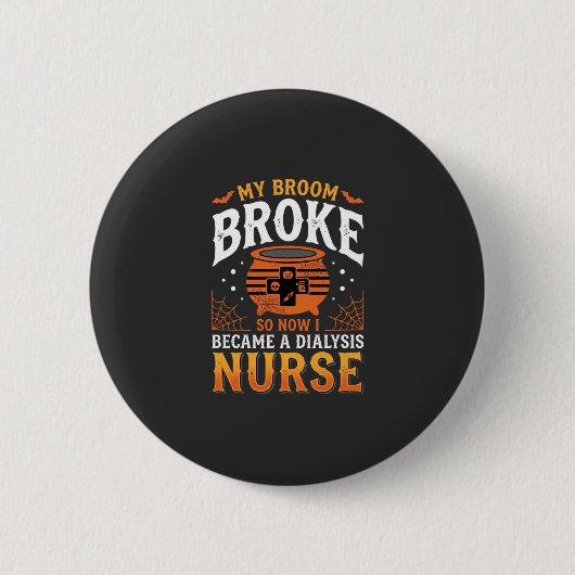 Halloween-Dialyse-Krankenschwester Besen Brach Des Button (Vorderseite)