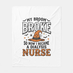 Halloween-Dialyse-Krankenschwester-Hexenbesen-zerb Fleecedecke
