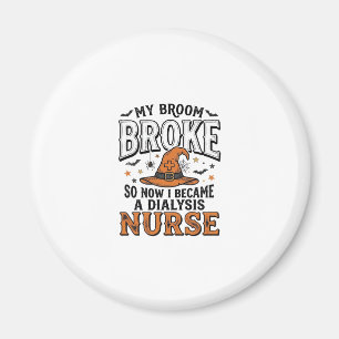 Halloween-Dialyse-Krankenschwester-Hexenbesen-zerb Magnet