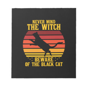 Halloween, die Hexe hüte dich vor der Katze Notizblock