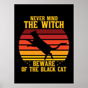 Halloween, die Hexe hüte dich vor der Katze Poster