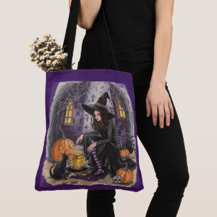 Halloween, Die Hexe, Ihr Zaubertrank und die Mitte Tasche
