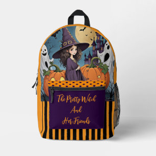 Halloween, Die hübsche Hexe und ihre Freunde Druck Bedruckter Rucksack
