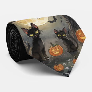 Halloween, die Katze der Hexe und ihre Halloween-F Krawatte
