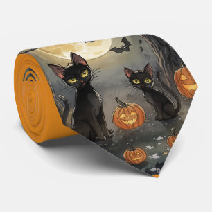 Halloween, die Katze der Hexe und ihre Halloween-F Krawatte