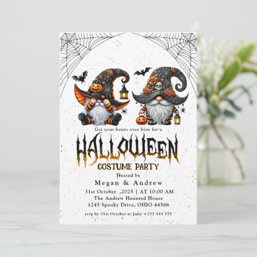 Halloween Die sieben Zwerge Einladung (Stehend Vorderseite)