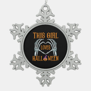 Halloween Dieses Mädchen Lieben Halloween Geburtst Schneeflocken Zinn-Ornament