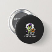 Halloween Dilly Dally Frosch Hexe Kürbis Karren Button (Vorne & Hinten)