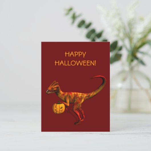 Halloween Dilophosaurus Postkarte (Stehend Vorderseite)