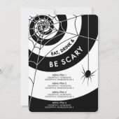 Halloween Dinner/Drink-Menü | Schwarz/Weiß Einladung (Vorderseite)