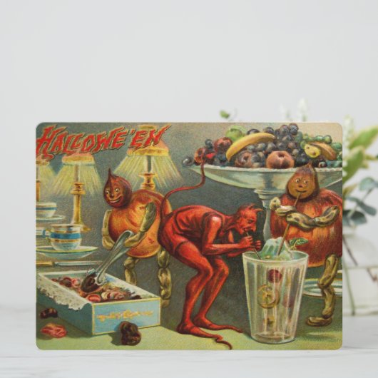 Halloween Dinner Karte (Stehend Vorderseite)