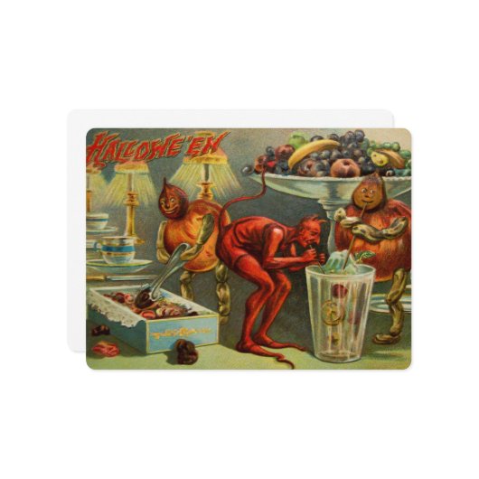 Halloween Dinner Karte (Vorderseite/Rückseite Beispiel)