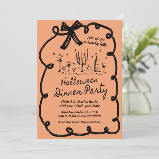 Halloween Dinner Party Einladung (Stehend Vorderseite)