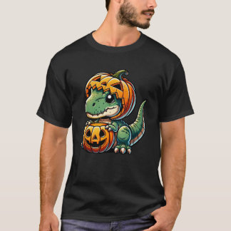 Halloween Dino T-Rex Dinosaurier Kürbis niedlicher T-Shirt