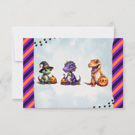 Halloween Dinosaur Dino-Mash-Party Dankeskarte (Vorderseite)