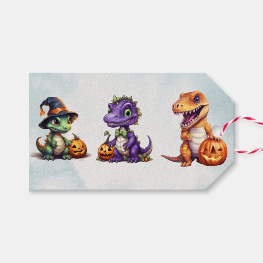 Halloween Dinosaur Dino-Mash-Party Geschenkanhänger (Vorderseite (Horizontal))