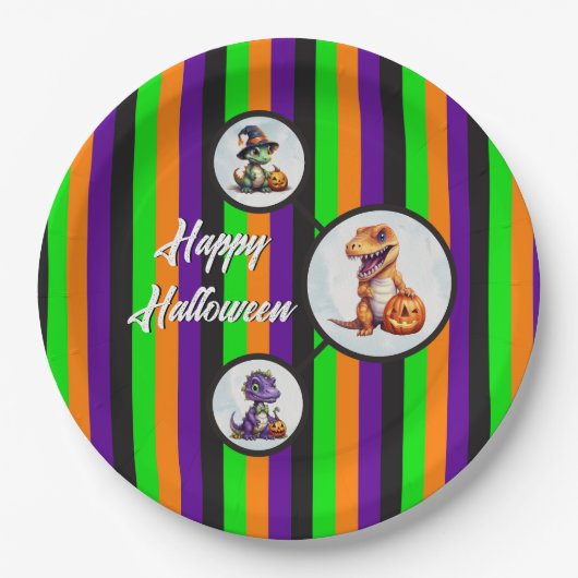 Halloween Dinosaur Dino-Mash-Party Pappteller (Vorderseite)