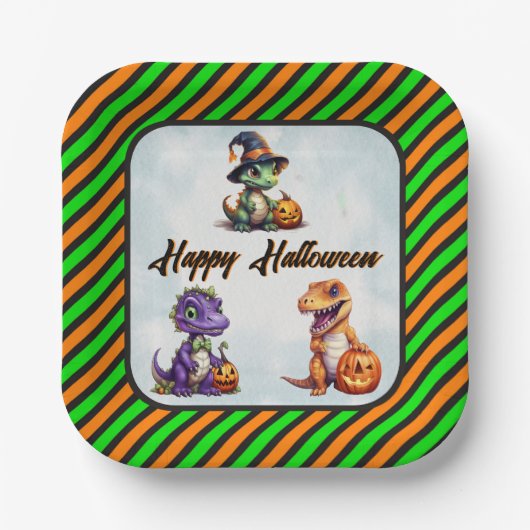 Halloween Dinosaur Dino-Mash-Party Pappteller (Vorderseite)