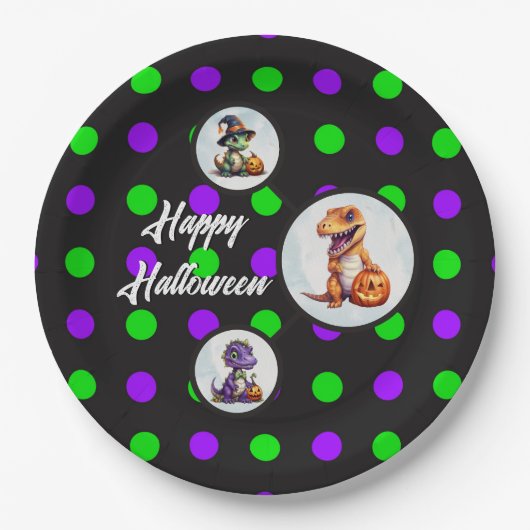 Halloween Dinosaur Dino-Mash-Party Pappteller (Vorderseite)