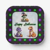 Halloween Dinosaur Dino-Mash-Party Pappteller (Vorderseite)