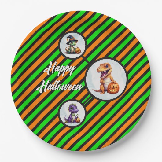 Halloween Dinosaur Dino-Mash-Party Pappteller (Vorderseite)