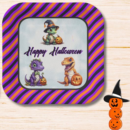 Halloween Dinosaur Dino-Mash-Party Pappteller