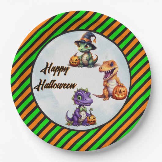 Halloween Dinosaur Dino-Mash-Party Pappteller (Vorderseite)