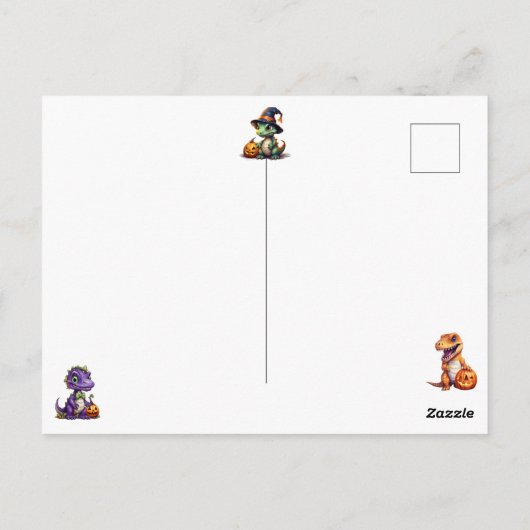Halloween Dinosaur Dino-Mash-Party Postkarte (Rückseite)