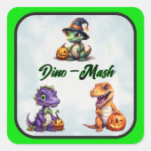 Halloween Dinosaur Dino-Mash-Party Quadratischer Aufkleber (Vorderseite)