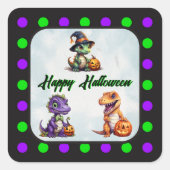 Halloween Dinosaur Dino-Mash-Party Quadratischer Aufkleber (Vorderseite)