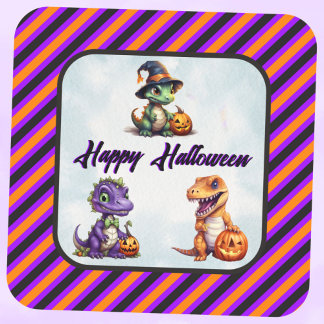 Halloween-Dinosaur Dino-Mash-Party Quadratischer Aufkleber