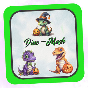 Halloween Dinosaur Dino-Mash-Party Quadratischer Aufkleber