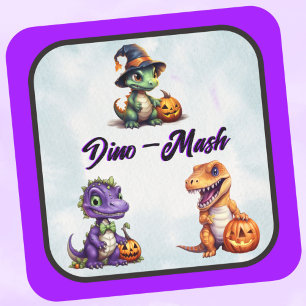 Halloween Dinosaur Dino-Mash-Party Quadratischer Aufkleber