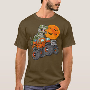 Halloween Dinosaur Monster Truck Moon T-Shirt