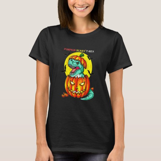 Halloween Dinosaur Pumpkin Beängstigend Rex Hallow T-Shirt (Vorderseite)