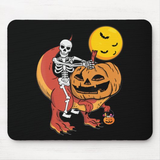 Halloween Dinosaur Pumpkin T Rex Skeleton Boys Tod Mousepad (Vorne)
