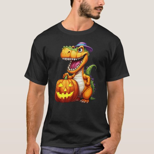 Halloween Dinosaur Pumpkin T-Shirt (Vorderseite)