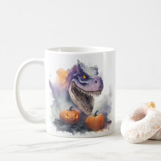 Halloween Dinosaur Pumpkins Kaffeetasse (Mit Donut)